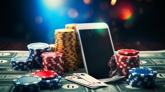 Ruang permainan kasino dengan slot online dan live dealer interaktif